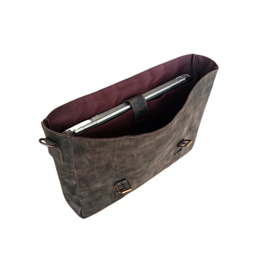 Choco Leather Laptop Bag 15.6" Messenger Bag | Handcrafted Cow Leather