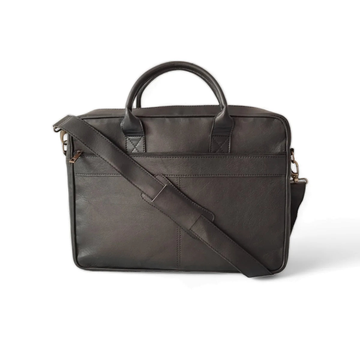 Black Leather Laptop Bag for Men | 15" Premium Messenger Work Bag