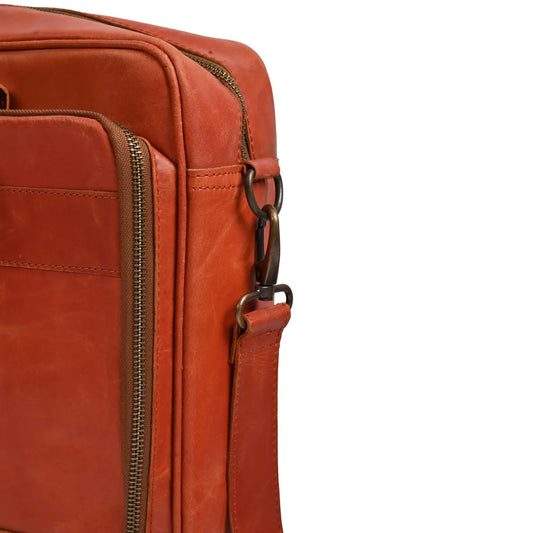 15.6 / 16 Inch Tan Leather Business Laptop Bag Premium Leather Briefcase