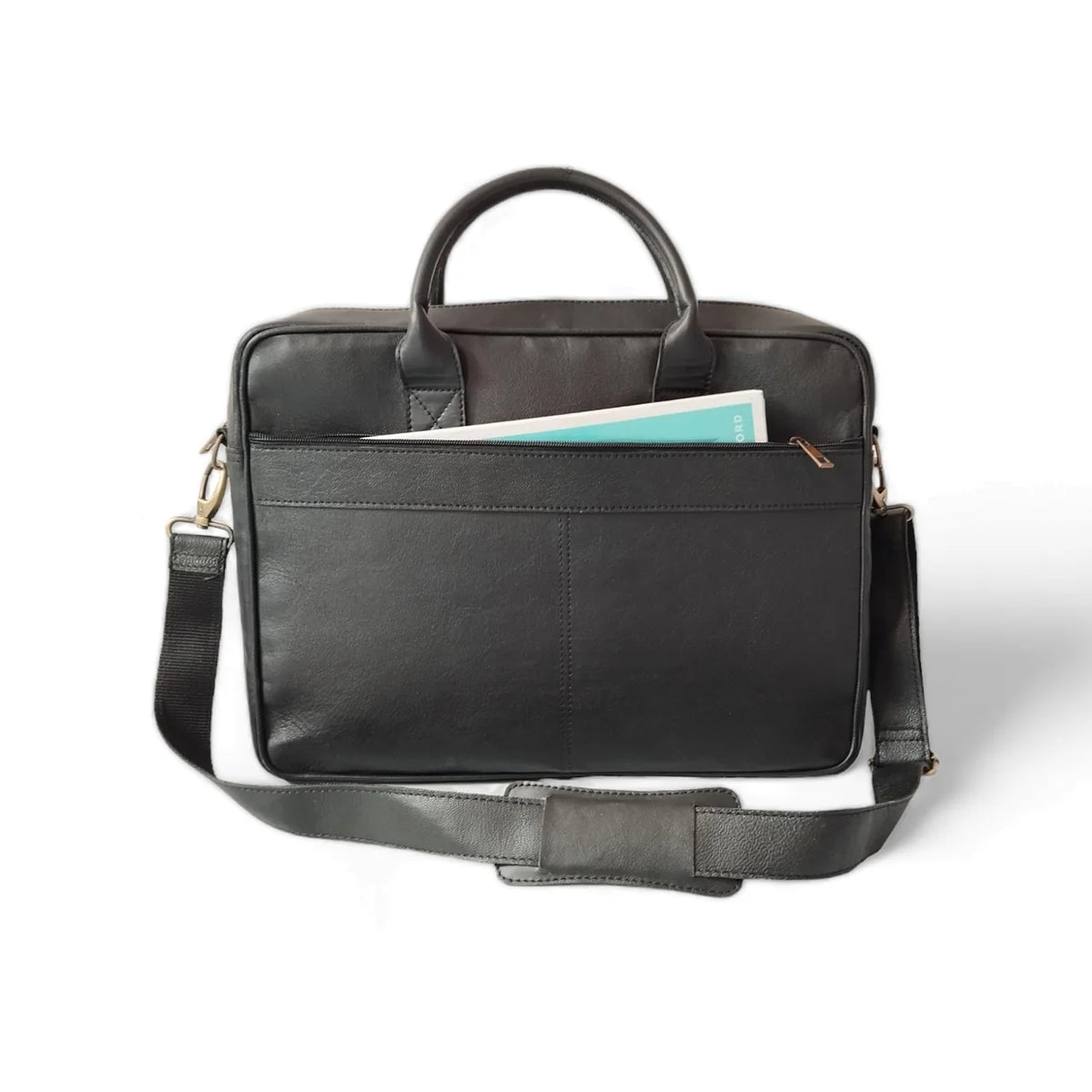 Black Leather Laptop Bag for Men | 15" Premium Messenger Work Bag