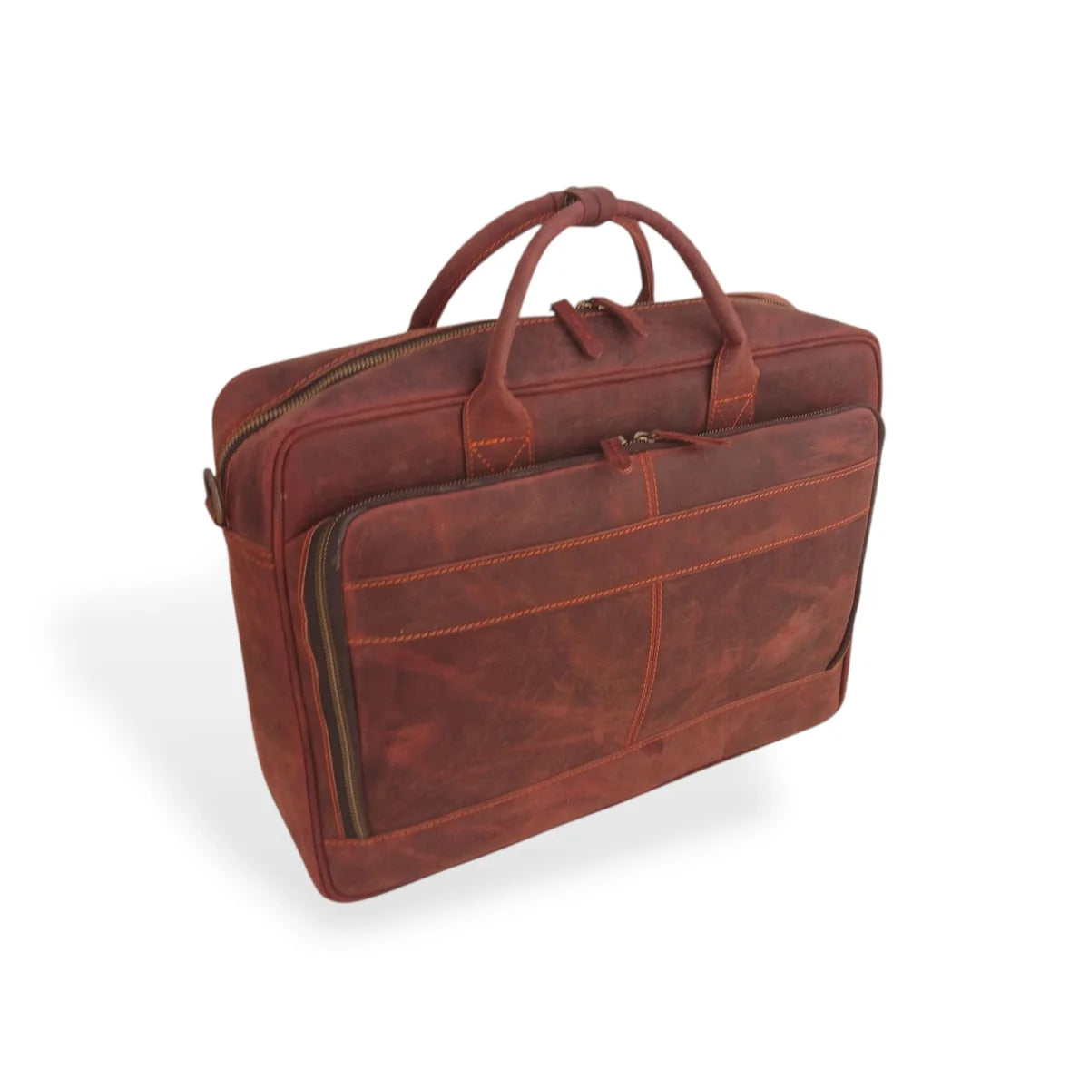 15.6 / 16 Inch Reddish Brown Leather Business Laptop Bag Premium Cow Leather