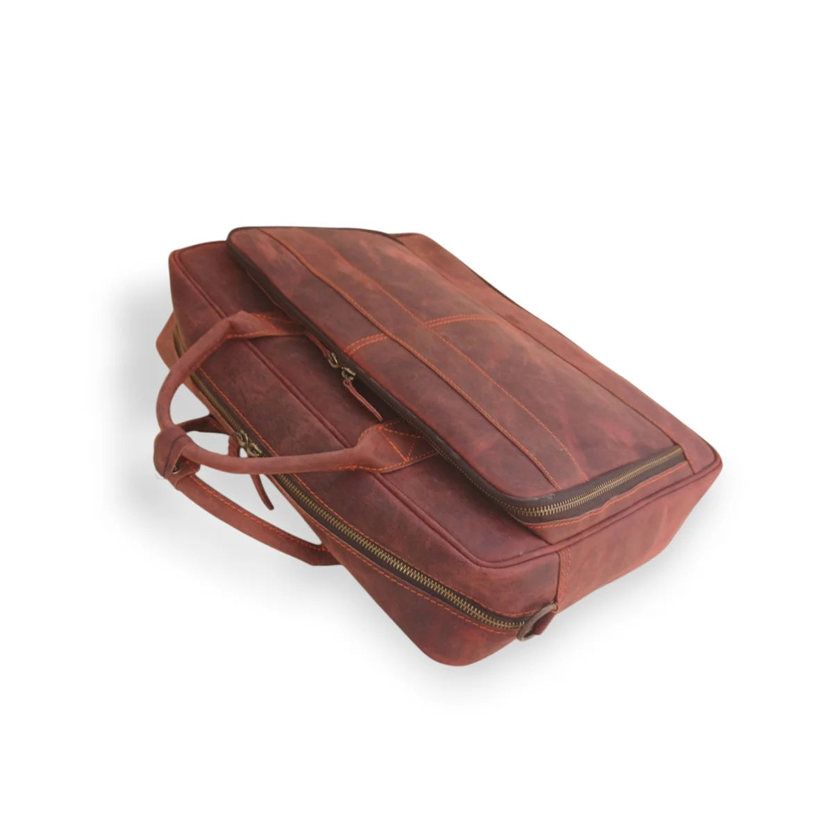 15.6 / 16 Inch Reddish Brown Leather Business Laptop Bag Premium Cow Leather