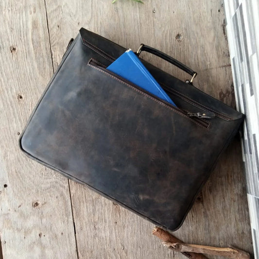 Choco Leather Laptop Bag 15.6" Messenger Bag | Handcrafted Cow Leather