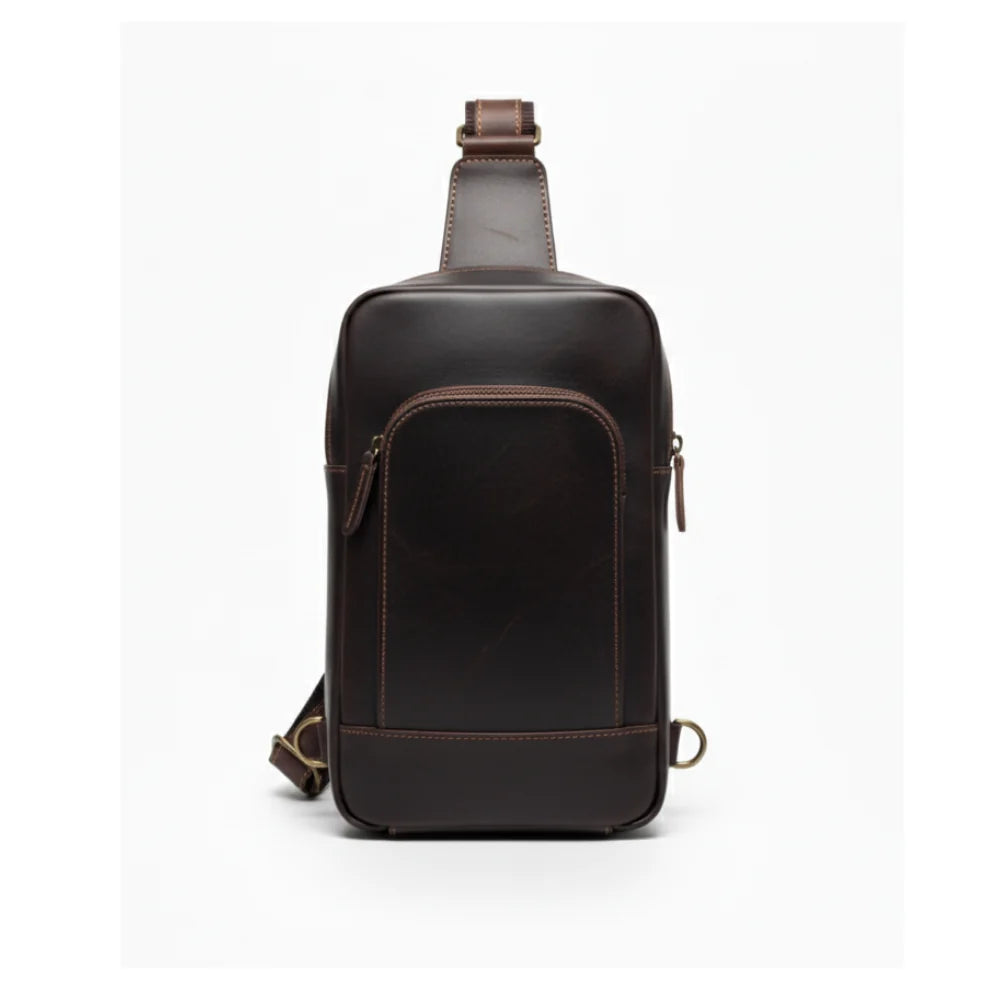 Choco Leather Sling Crossbody Bag
