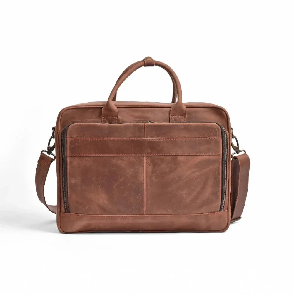 Premium Crazy Horse Leather 14, 15, 16-inch Laptop Bag, Handmade Satchel