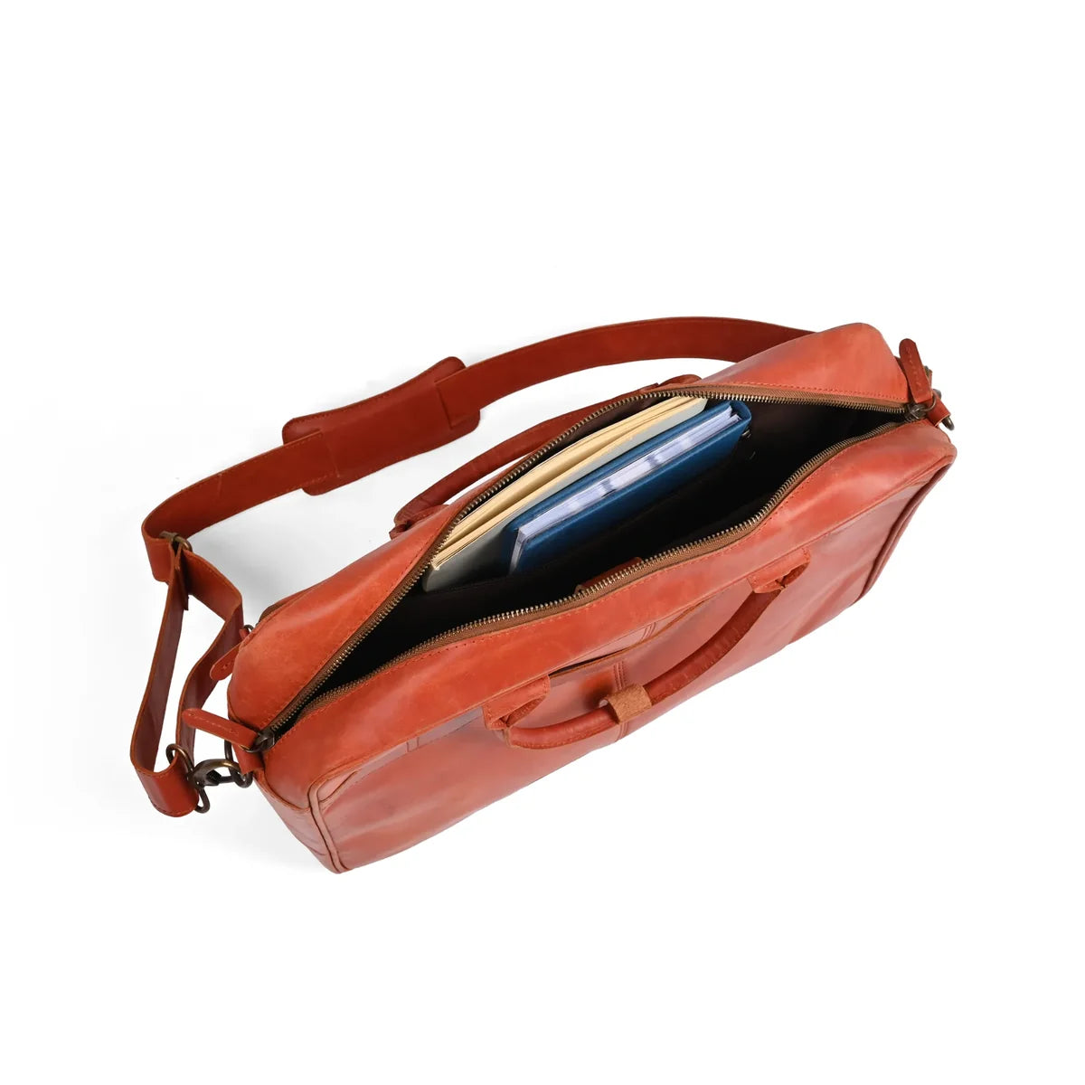 15.6 / 16 Inch Tan Leather Business Laptop Bag Premium Leather Briefcase