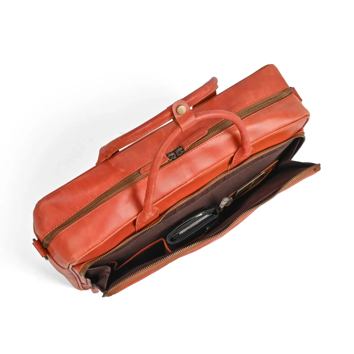 15.6 / 16 Inch Tan Leather Business Laptop Bag Premium Leather Briefcase