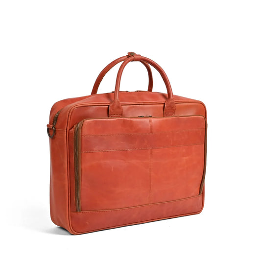 15.6 / 16 Inch Tan Leather Business Laptop Bag Premium Leather Briefcase