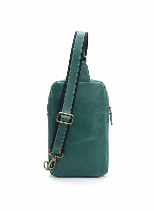 Green Leather Sling Bag – Full-Grain Cowhide Crossbody