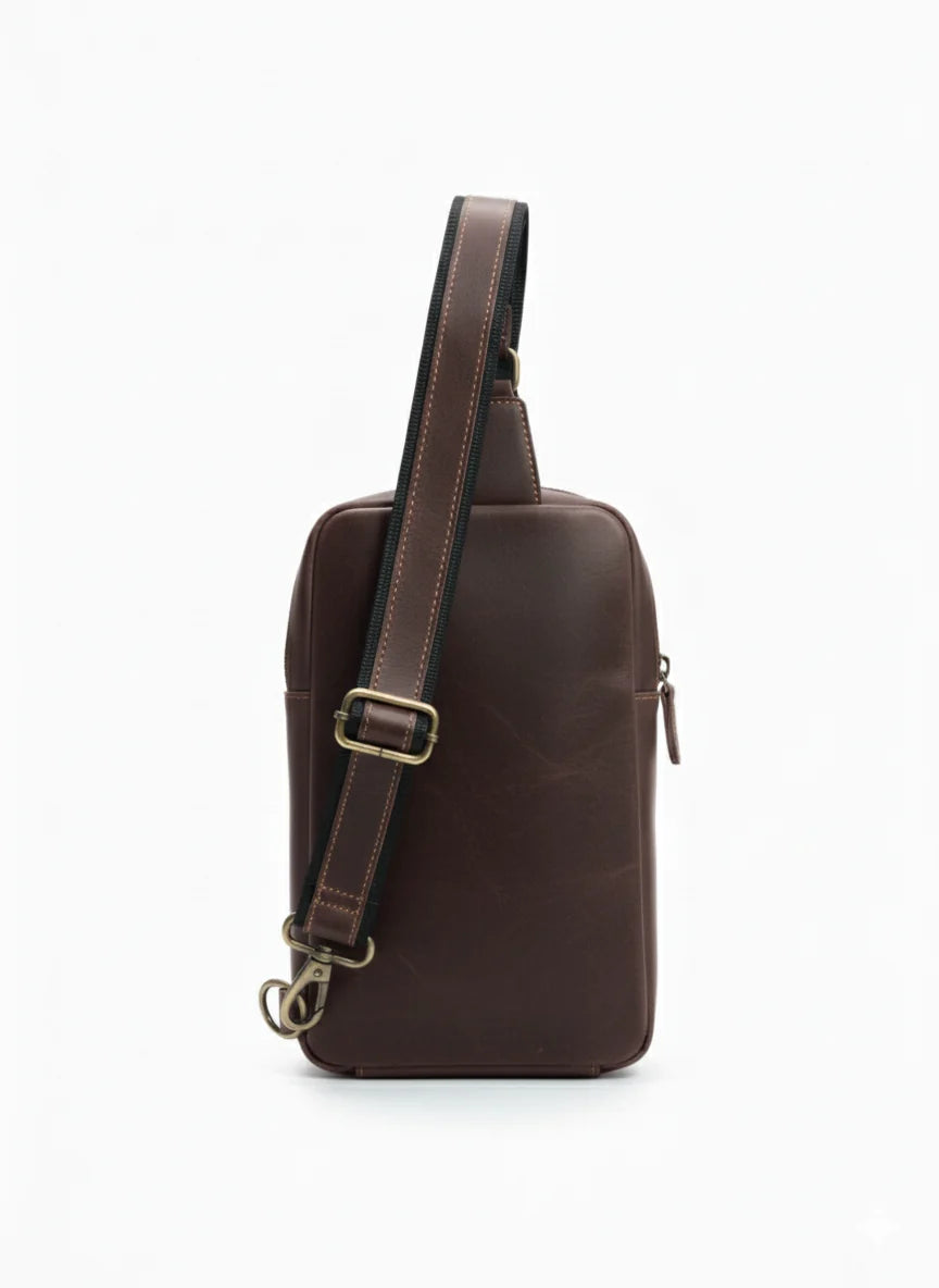 Choco Leather Sling Crossbody Bag