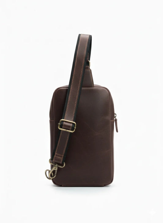Choco Leather Sling Crossbody Bag
