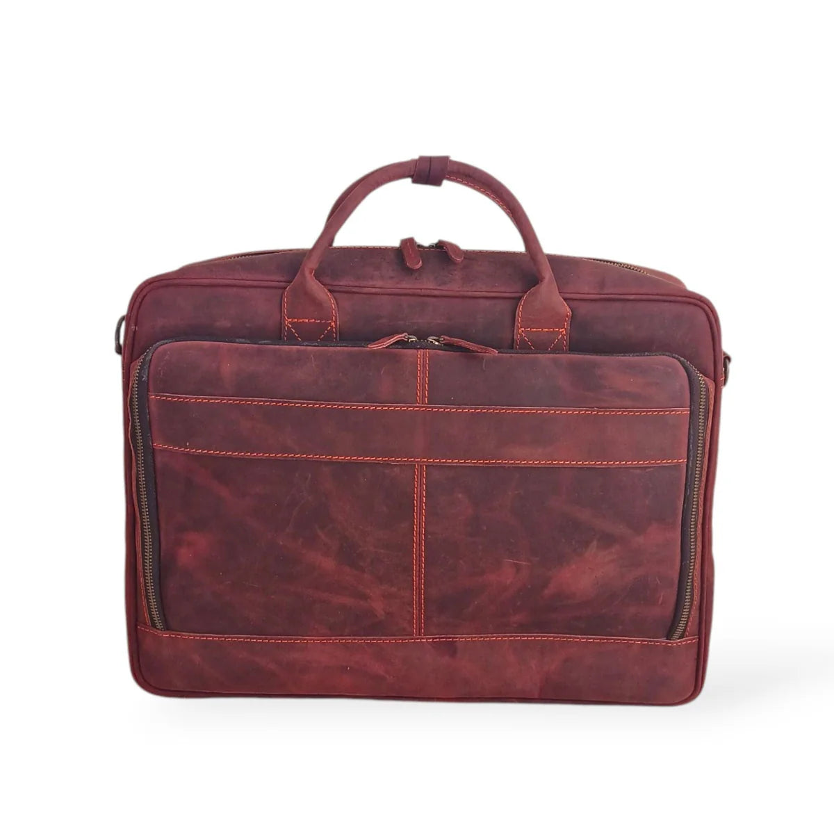 15.6 / 16 Inch Reddish Brown Leather Business Laptop Bag Premium Cow Leather